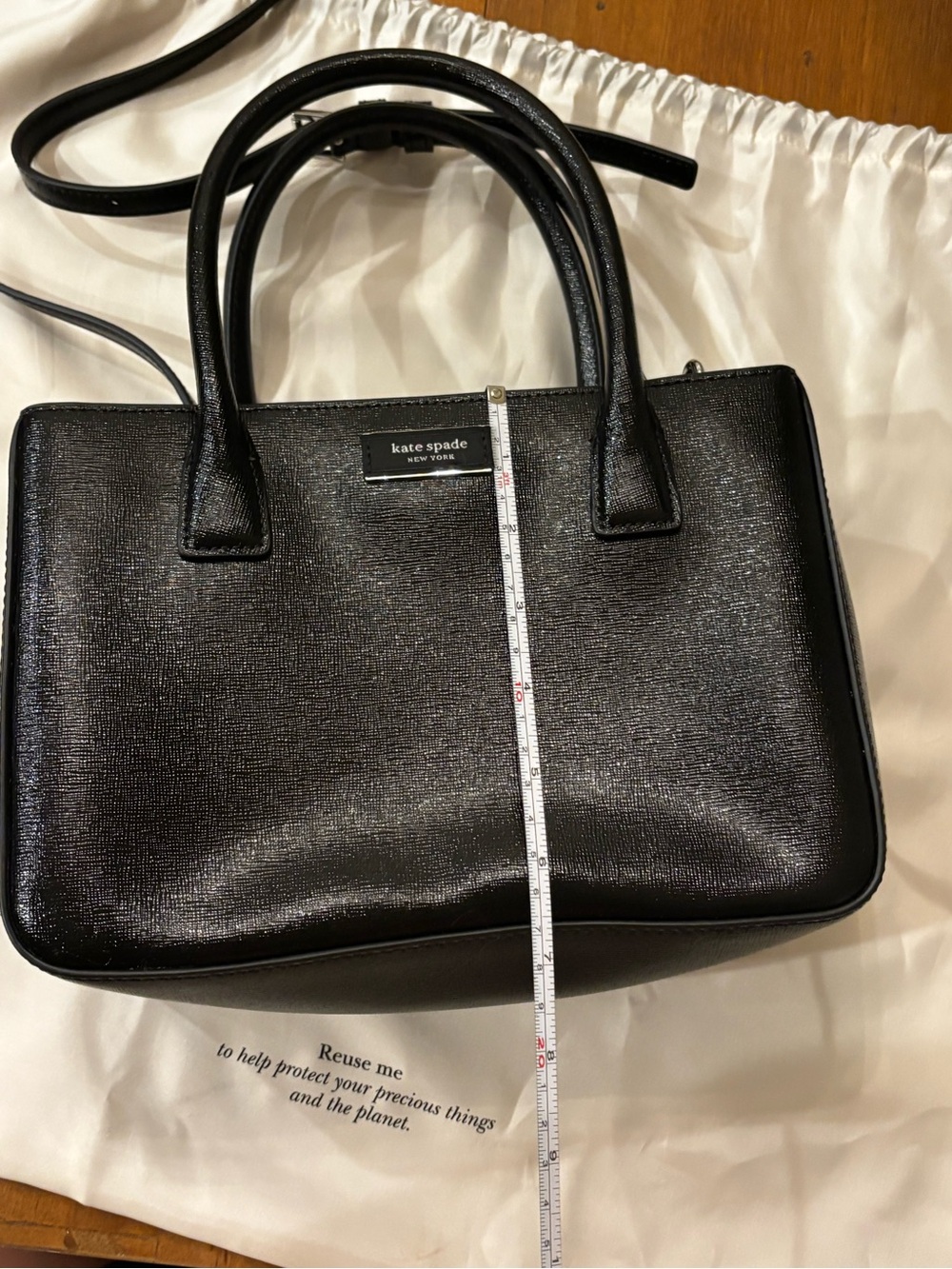 kate spade Black Textured Leather Satchel with Crossbody Strap - Picture 5 of 6